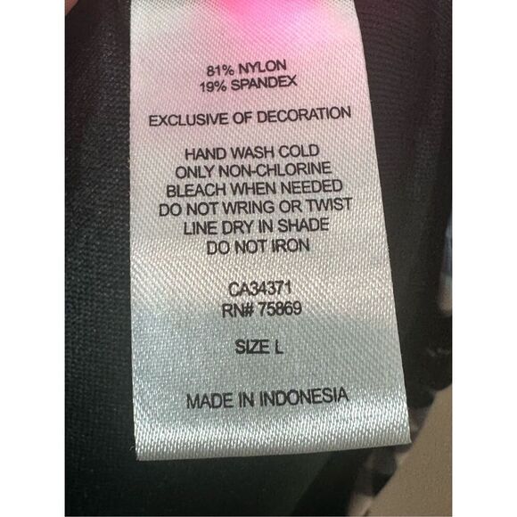 Betsey Johnson size L swim bikini top Gingham black/ white - Picture 8 of 9